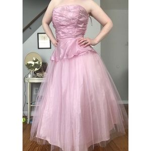 1950’s pink organza dress with boned bodice